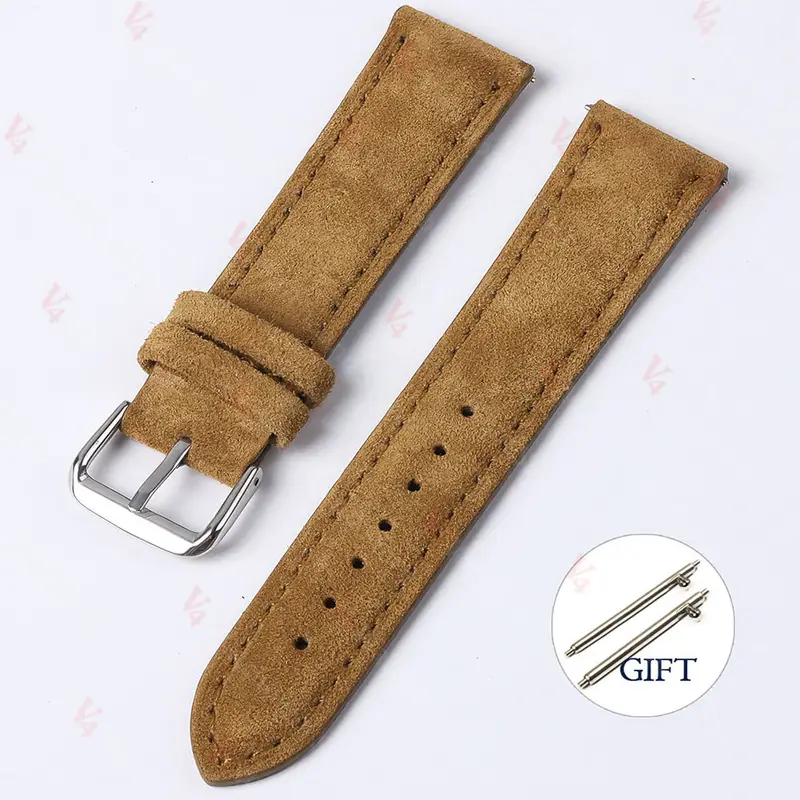 18mm 19mm 20mm 22mm Vintage Suede Cowhide Watch Strap Handmade Watch Band Gray Brown Green Quick Release Bracelet for Men Women - Image 8