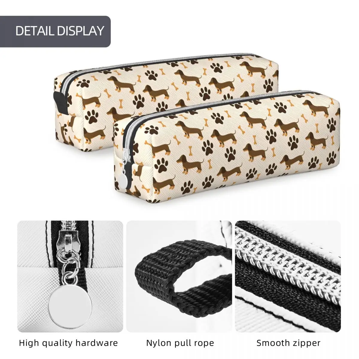 Dachshund Pencil Case Animal Dog Pen Pencil Bags Large Storage Office Cosmetic Box