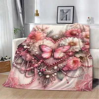Flowers and Butterflies Love Fluffy Soft Blankets & Throws Knee Blanket Throw Home Interior Luxury Bedding Beach Towel Nap Bed & 1