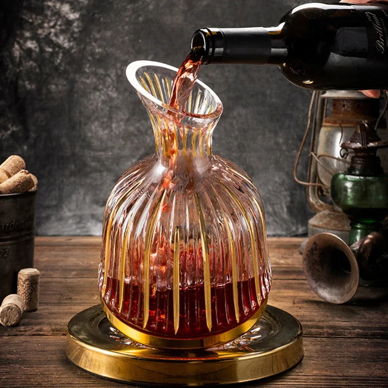 Decanter Per Vino 1500ml Con Base Girevole - In Cristallo Senza Piombo, Per Aerazione Vino Rosso - Foto 13
