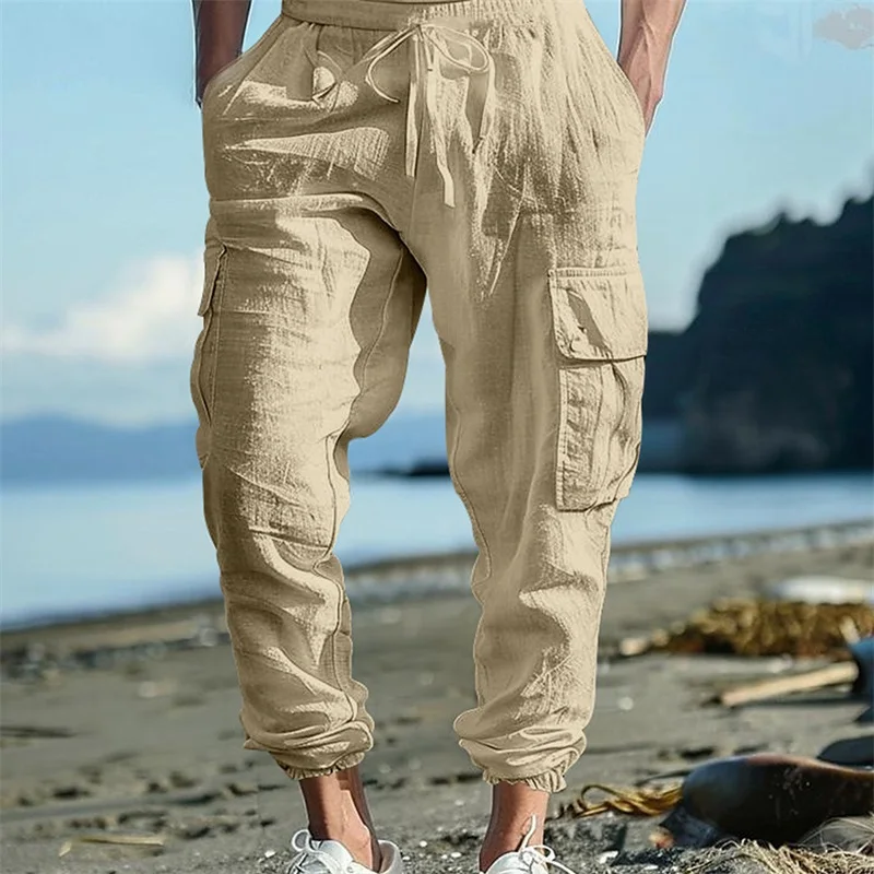 Men s Stylish Cargo Pants with Multiple Pockets and Adjustable Drawstring Waistband for Comfortable Wear