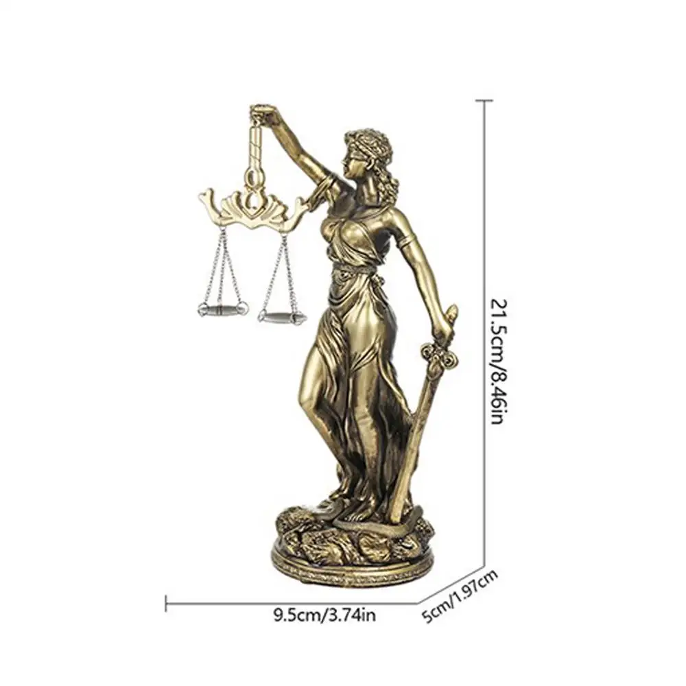 Goddess of Justice Statue Resin Desktop Sculpture Scale of Justice Sculpture for Home Office Study Living Room Bedroom Bedside