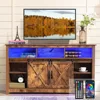 57” Wooden Farmhouse TV Stand for 60/65 inch TV,Double Layer Storage Entertainment Center TV Console Table,w Doubl 1