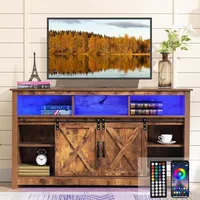 57” Wooden Farmhouse TV Stand for 60/65 inch TV,Double Layer Storage Entertainment Center TV Console Table,w Doubl 1