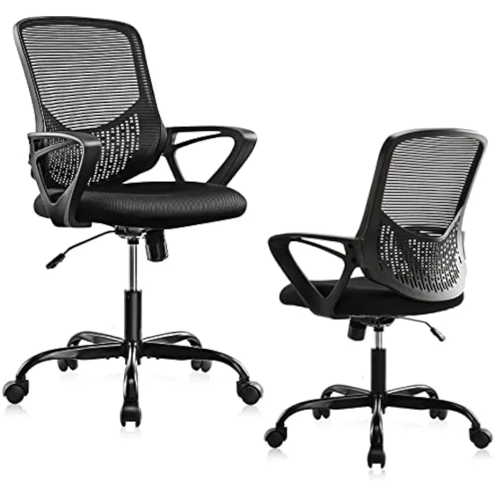 

Ergonomic Office Home Desk Mesh Fixed Armrest, Executive Computer Chair with Soft Foam Seat Cushion and Lumbar Support