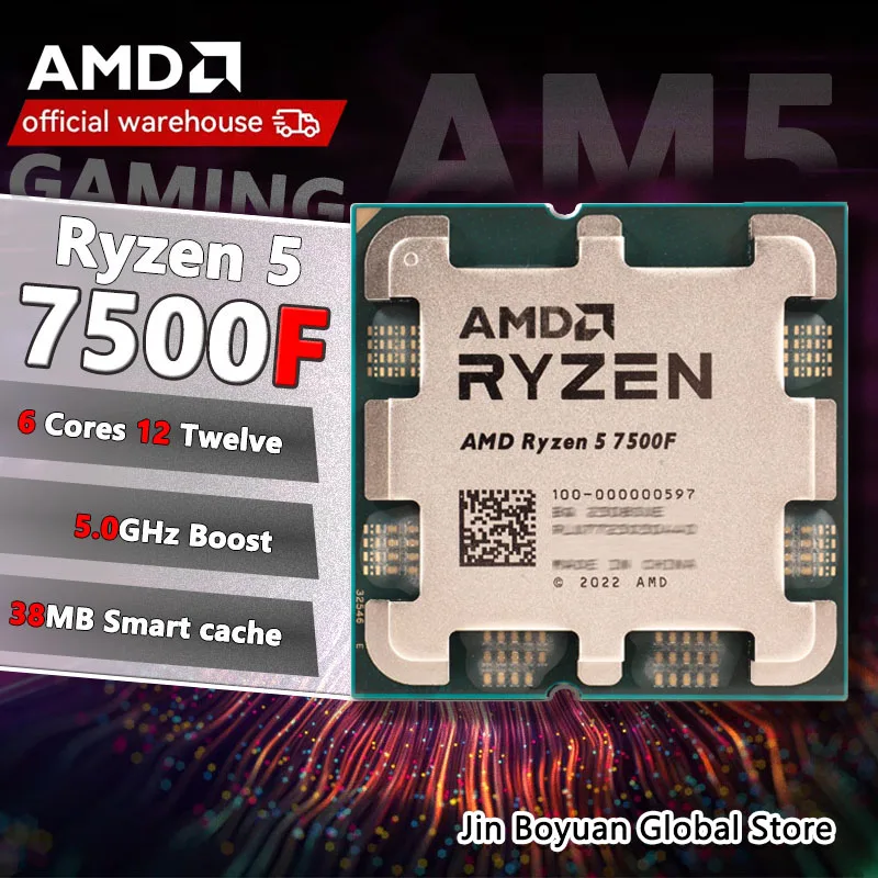 New AMD Ryzen 5 7500F R5 7500F 3.7GHz 5NM L3=32M 100-000001015