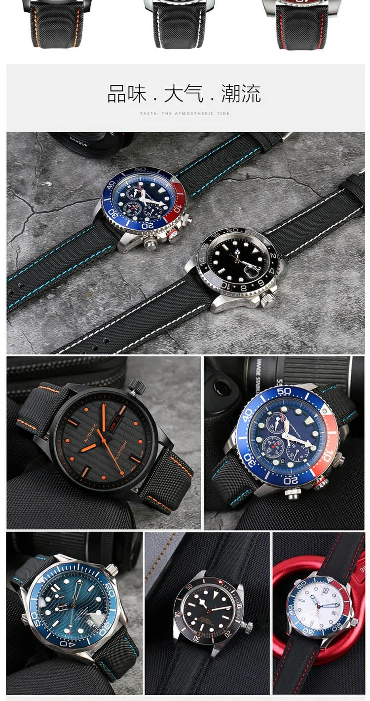 20mm 21mm 22mm 23mm 24mm Nylon Leder Armband Für Tag Heuer Citizen Seiko no.5 UHR Männer Frauen Leinwand Stoff Uhrenarmband – Detail 4