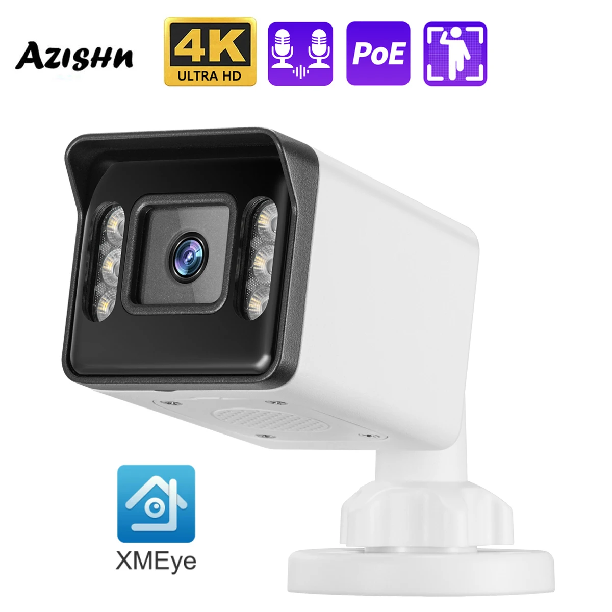 H.265 4K 8MP 4MP Security POE IP Camera FUll Color Human Detection Outdoor Two Way Audio Video Surveillance AI IP Camera XMEYE