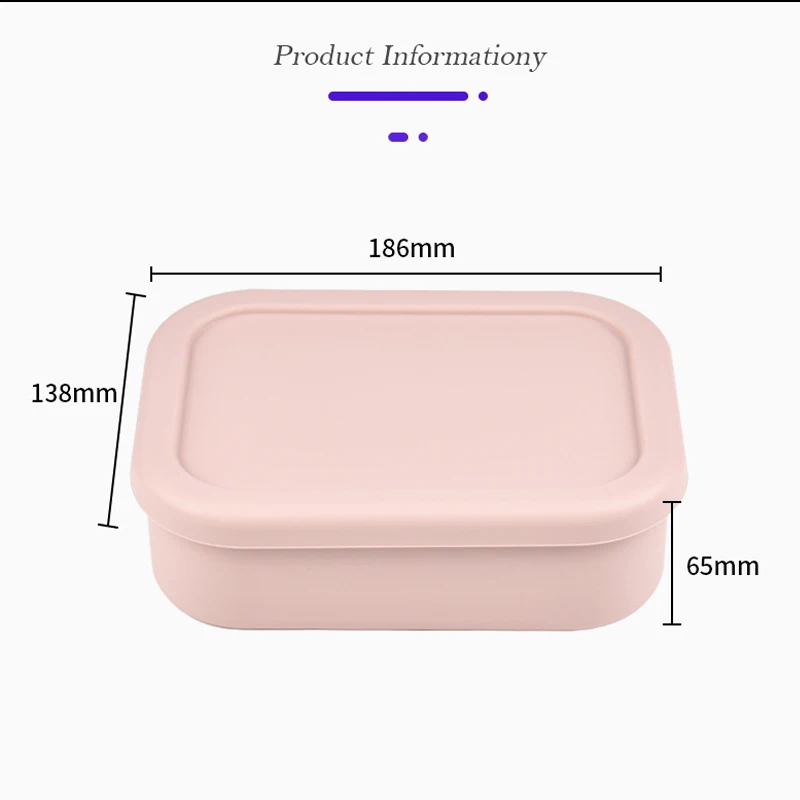 Silicone 3-Lattice Lunch Box Food Grade BPA Free Microwave Bento Box cold storage Safe Lunch Snack & Food Container With cover