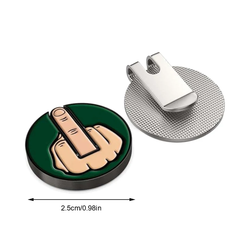 Funny Middle Finger Golf Ball Marker Gifts Metal Removable Golf Caps Clips Ball Position Mark Golfer