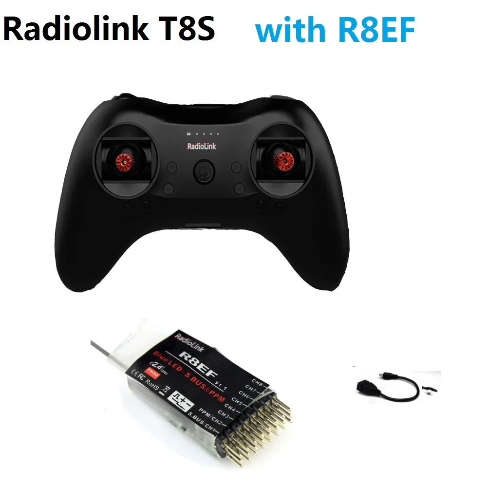 Radiolink T8S 2.4G 8 Channel Radio Remote Transmitter with Receiver R8EF Game Shape Controller 2000m for FPV Drone RC Aircraft