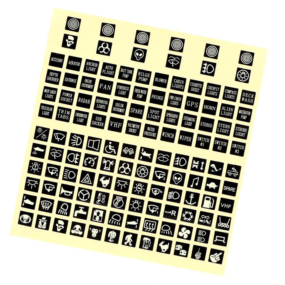 1 Set Button Stickers 132 X Fuse Box/Switch Sticker Label Decal Dashboard Car Boat Panel Black（luminous）decoration Car