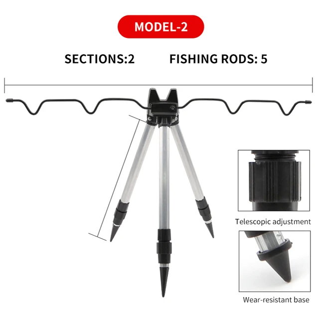 Telescopic Fishing Rod Holder 5/7 Groove Aluminum Alloy Portable Collapsible  Tripod Stand Sea Fishing Pole Bracket 2 Sections - AliExpress