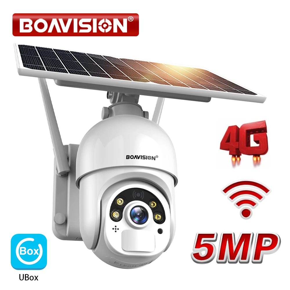 Outdoor Hd 3Mp 5Mp 4G Sim Card / Wifi Pannello Solare Fotocamera Ptz Ricaricabile Alimentato A Batteria Colore Visione Notturna Telecamera Di Sicurezz