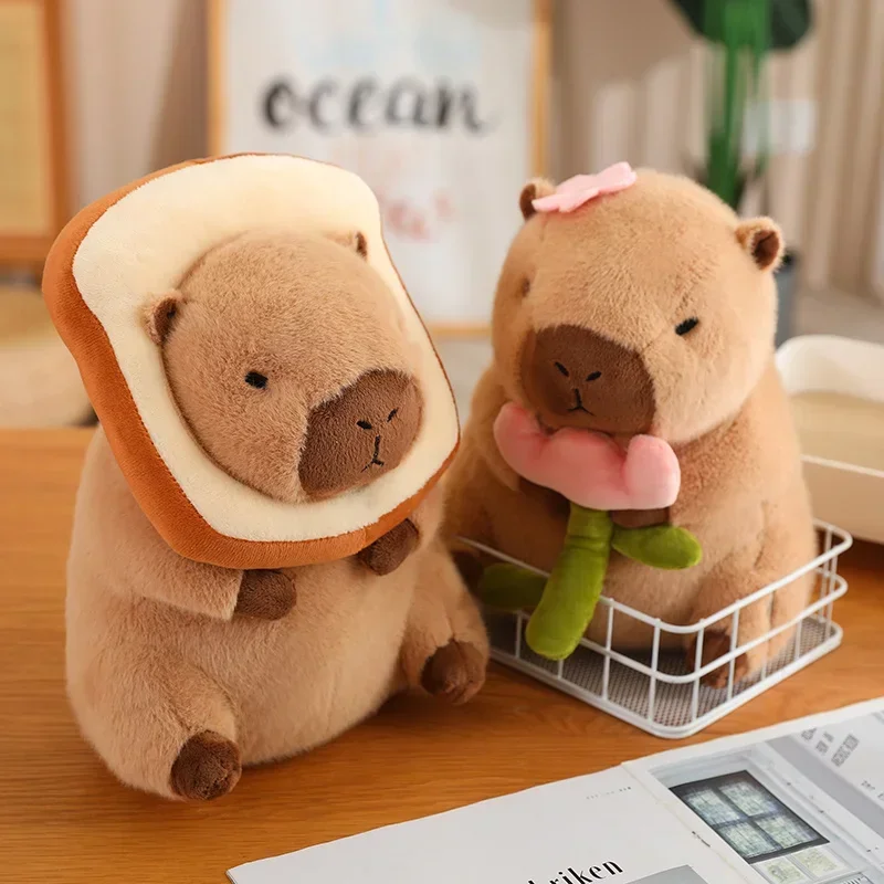 Capybara Plush Toy with Cosplay Costume and Food Decor Accessories