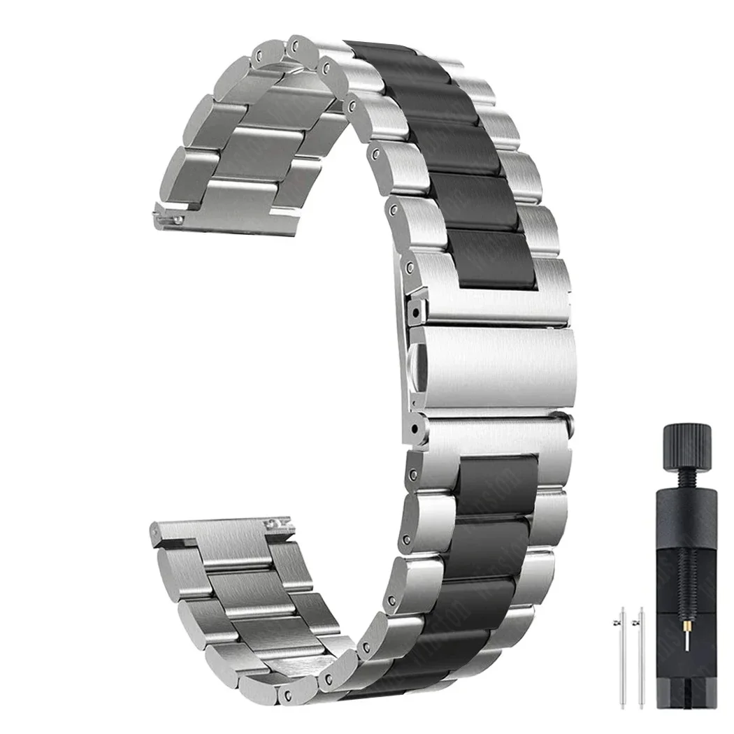 Premium Stainless Steel Watch Strap, 20mm/22mm, Metal Band