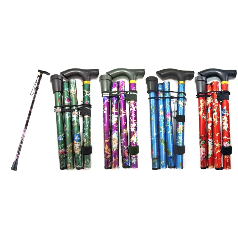 Walking Cane for Women Men Adjustable Heights Self Standing Folding Portable Collapsible