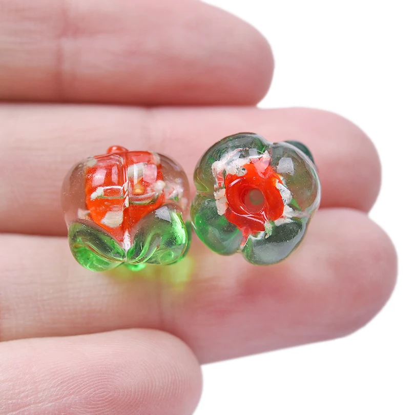 18 Perline A Forma Di Fungo In Vetro Lampwork - 3 Stili, Forate 1,2-1,6 Mm - Per Creare Gioielli, Orecchini, Bracciali, Portachiavi Fai Da Te - 6
