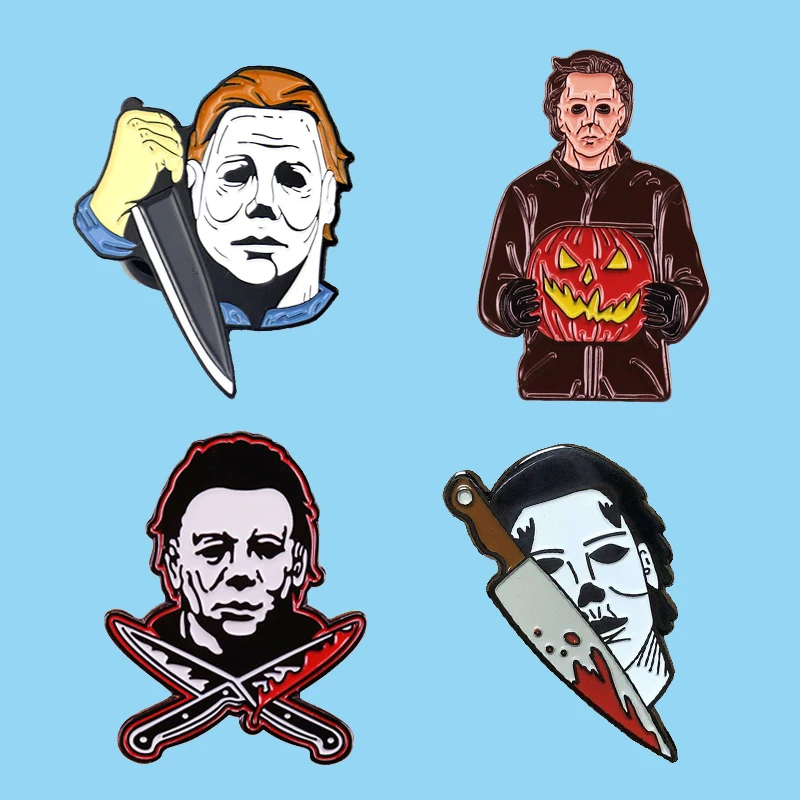 

Horror Movie Michael Myers Pins Halloween Pumpkin Enamel Brooch Pins Badge Lapel Pins Fashion Jewelry Accessories Gifts