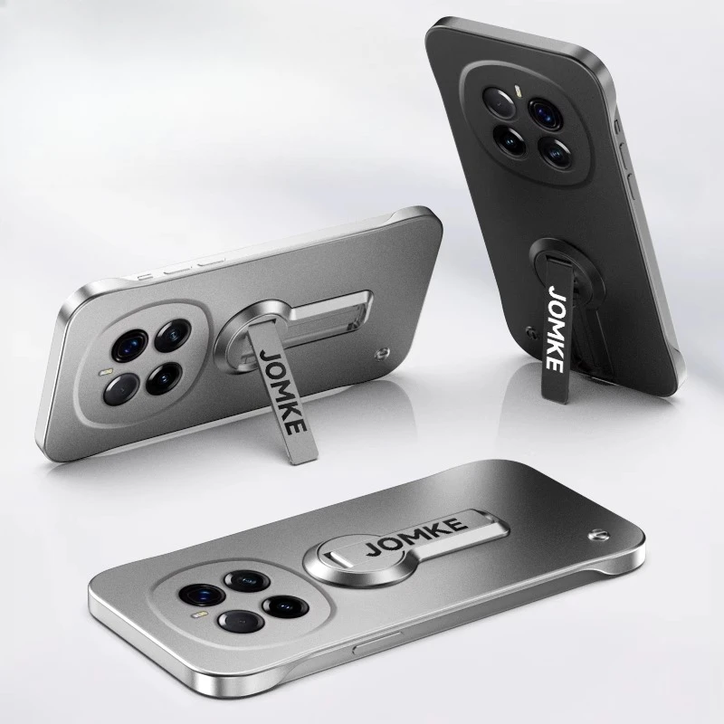 Frameless Metallic Shockproof Phone Case with Bracket and Bumper Design