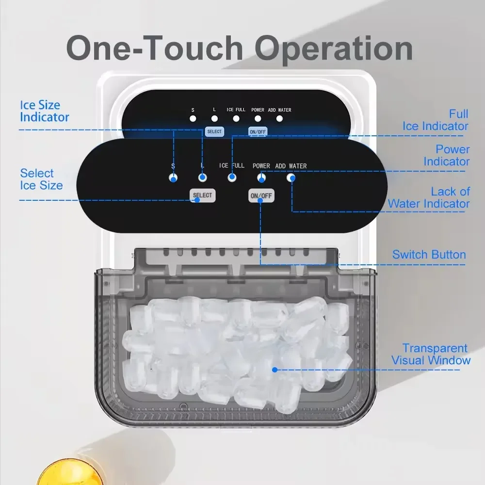 YYHC-home ice maker machine , Portable Ice 12kgs/24Hrs, Bullet Ice for Home Kitchen Office Party Mini