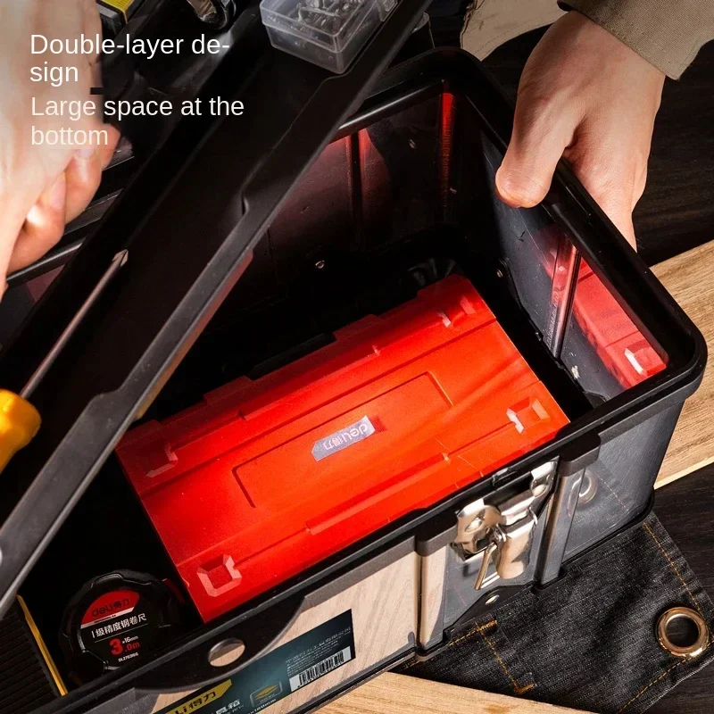 17inch Suitcase Tool Box Stainless Steel Toolbox Protable Empty Tools Storage Box Multifunction Household Tools Organizer Boxes 3