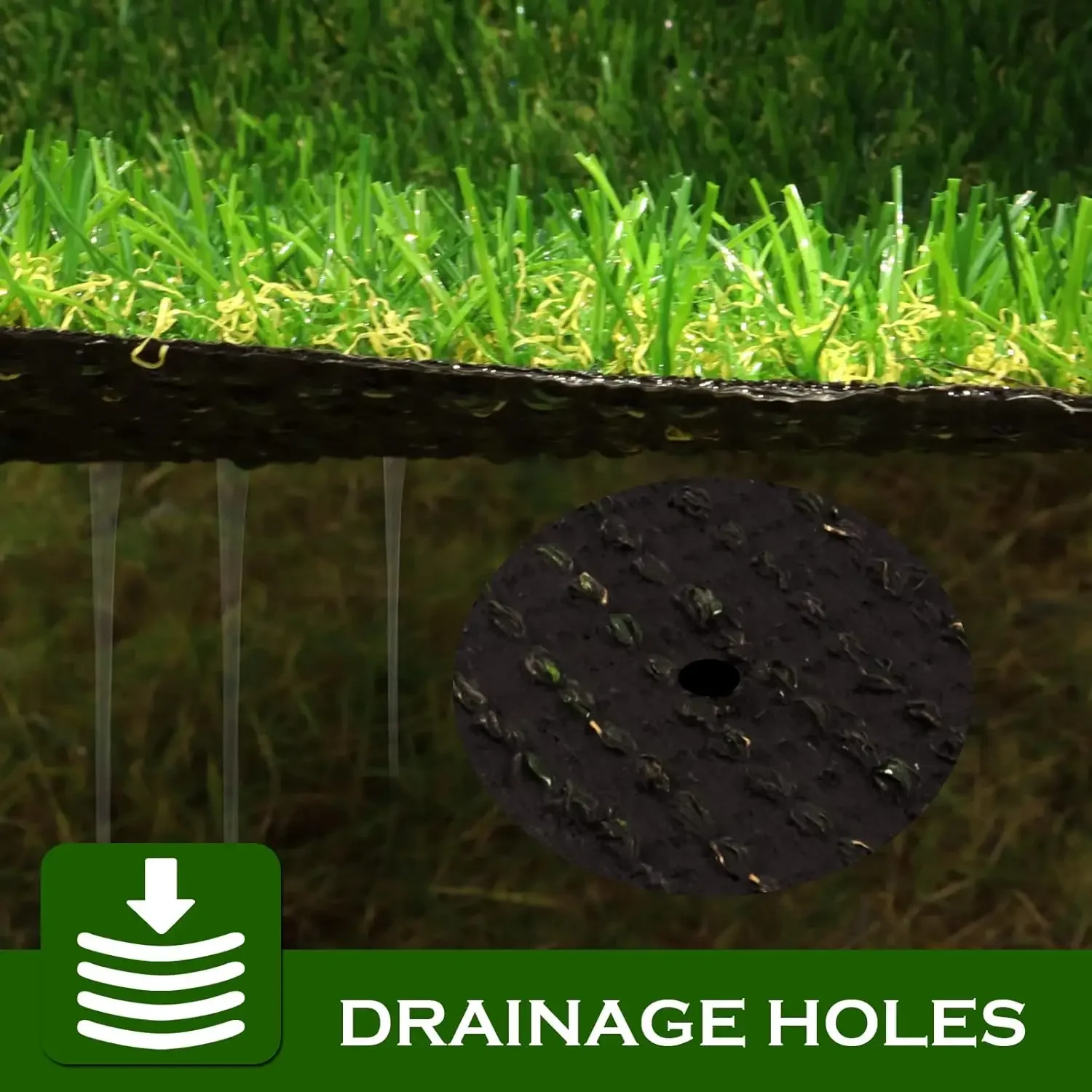 Artificial Turf Grass 4'11" x 8' with Drainage 0.8 Inch Realistic Fake Grass Rug Indoor Outdoor Lawn Landscape for Garden