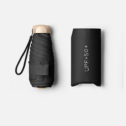 Women's Compact UPF Sun Umbrella - Stylish & Portable Travel Shade - 6K (Black)
