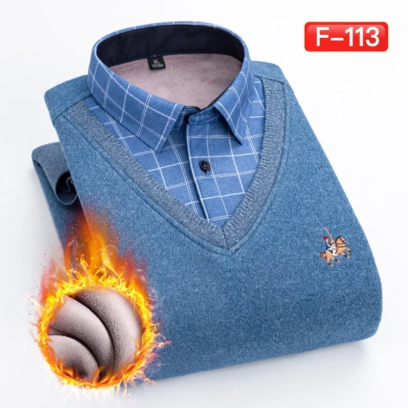 

Men's Shirts Men's Warm Thickened Fake Two-piece Shirts Men's High-quality Shirts Men's Sweaters Men's Warm Clothes Shirt Men