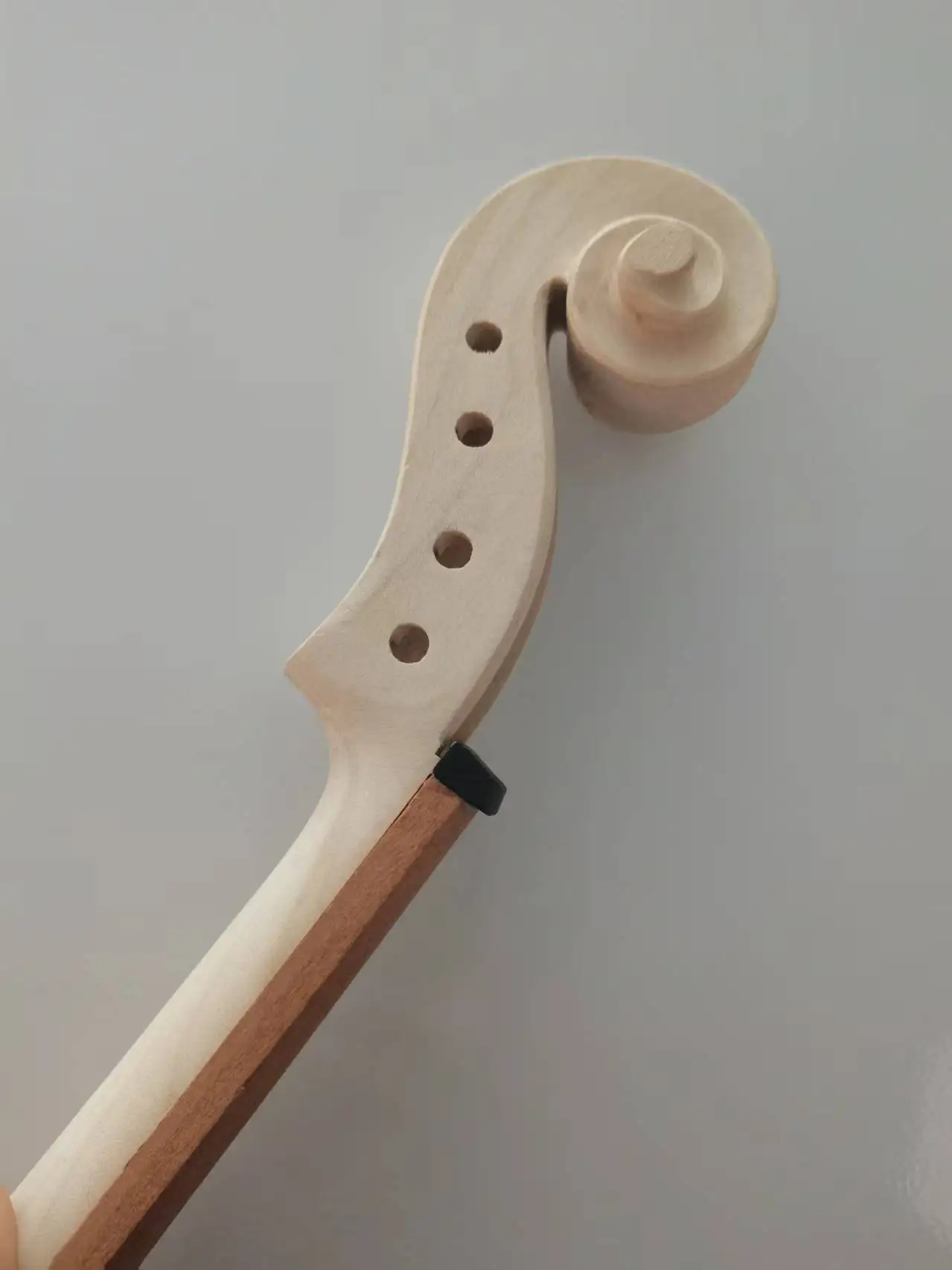 Unfinished 4/4 3/4 1/2 1/8 Violin White Neck Head+ Natural Ebony Fingerboard Violin Parts Unvarnished
