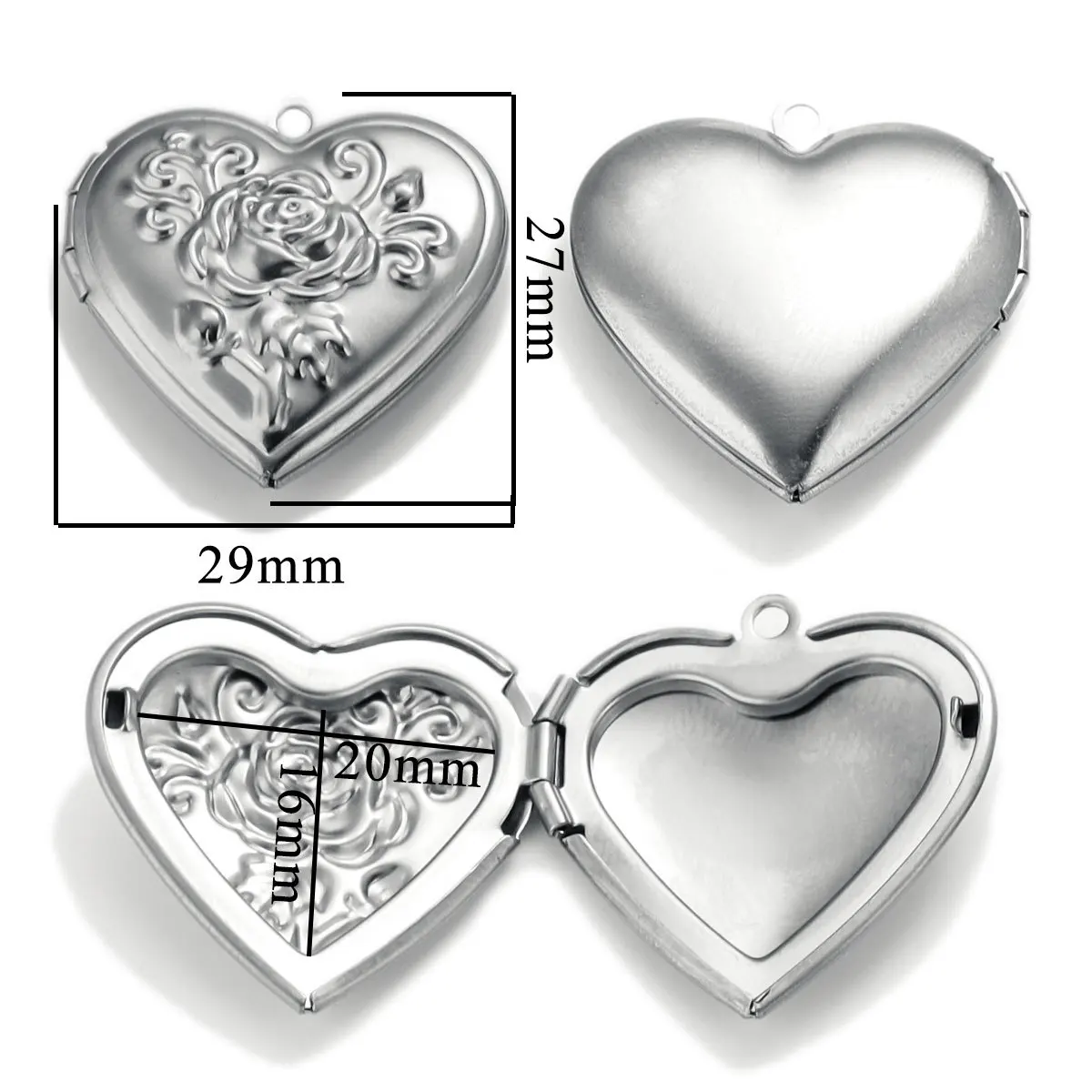 Stainless Steel Love Box Pendant Retro Relief Pattern Pendant DIY Creative Necklace Jewelry Accessory 9
