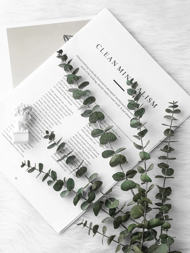 10pcs Artificial Flowers Green Plants 38cm Single Eucalyptus Mori Style