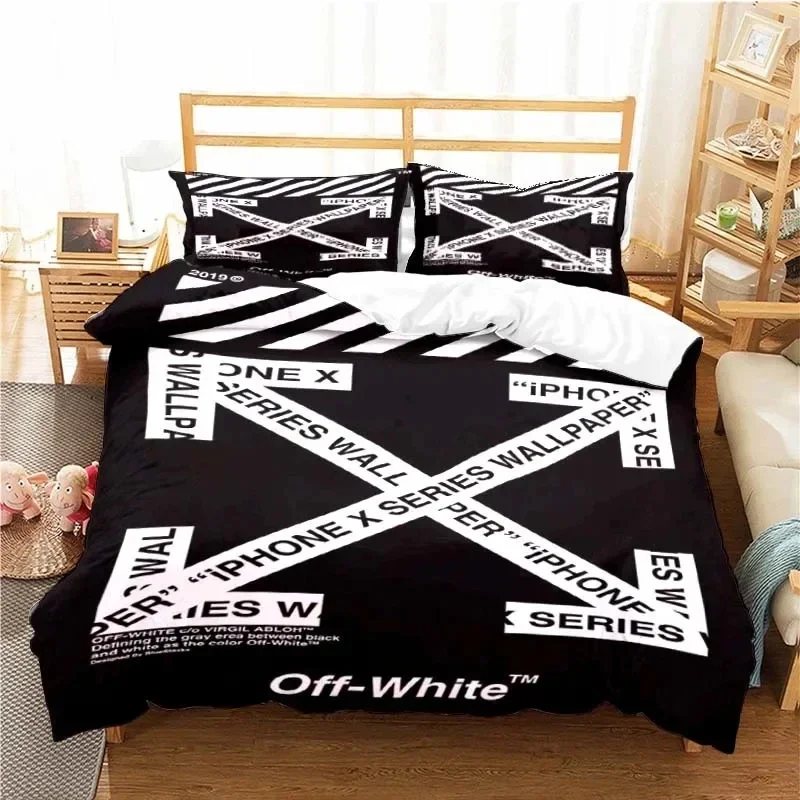 

3PCS Single-sided Printed Quilt Cover , White Off Pattern Bedding Set Duvet Cover Quilt Cover Pillowcase Comfortable Bedspreads