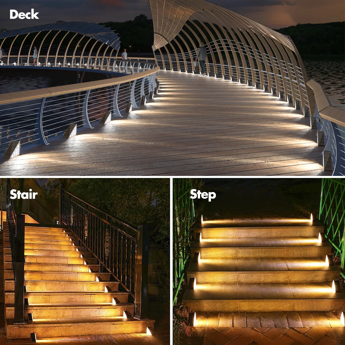 LED Solar Step Lights Waterproof Outdoor Stair Lights Solar Deck Lights Outdoor Decor IP67 Solar Decoration Lights for Yard Path 6