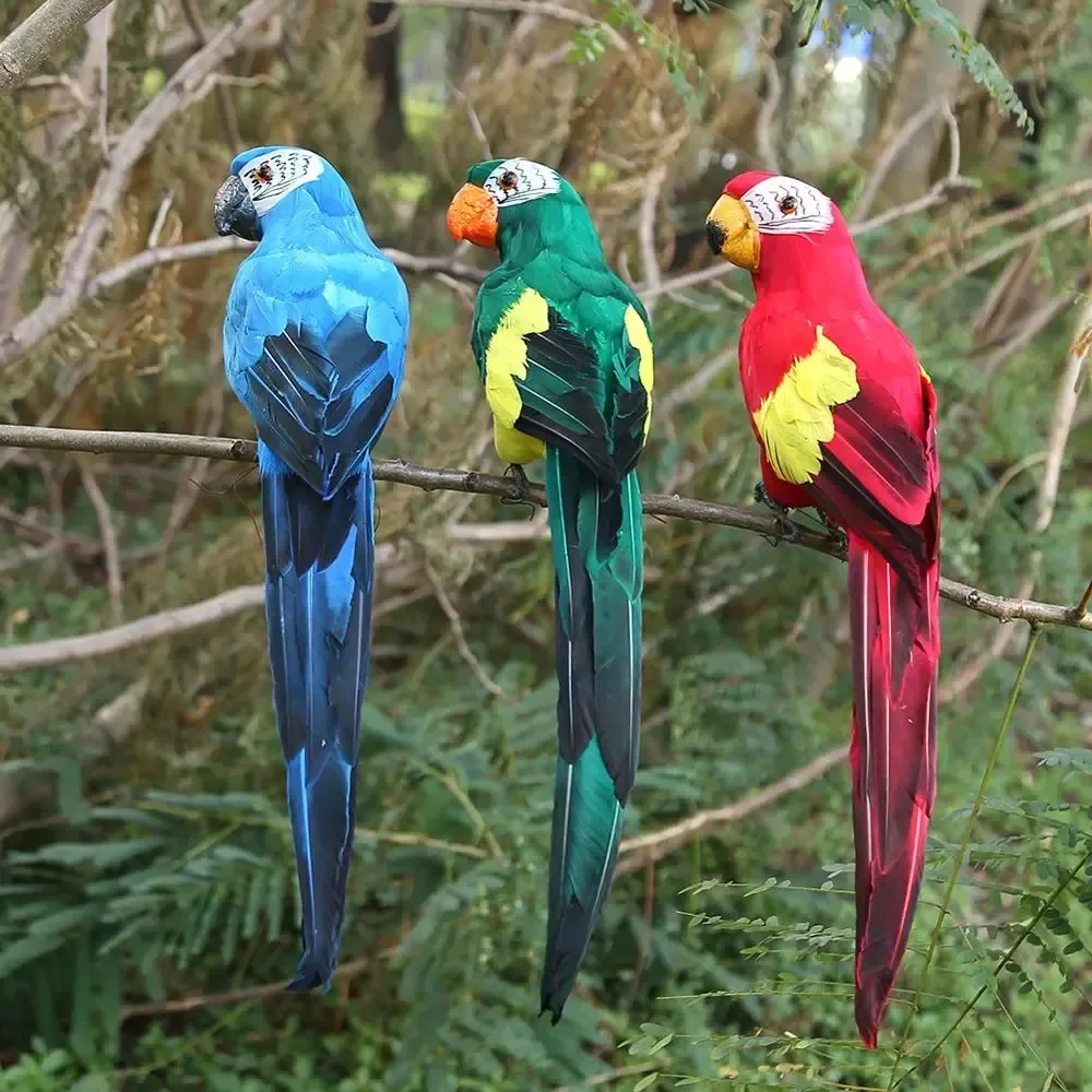 Handmade Foam Feather Parrot Figurine Home Garden Decoration 1PC
