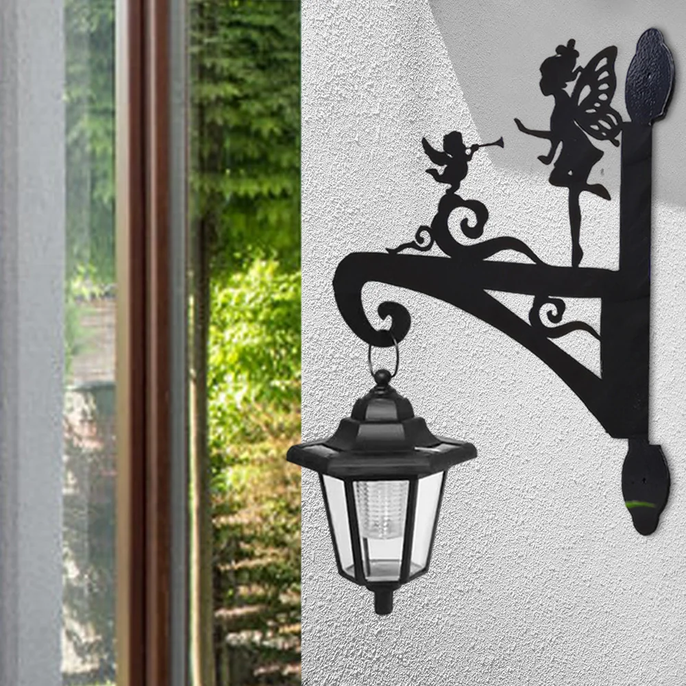 화분 랜턴 다리미 아트 조류 피더, 바람 차임 실루엣, 야외 울타리 벽 램프, 마당 발코니용 태양광 벽 행어 랜턴