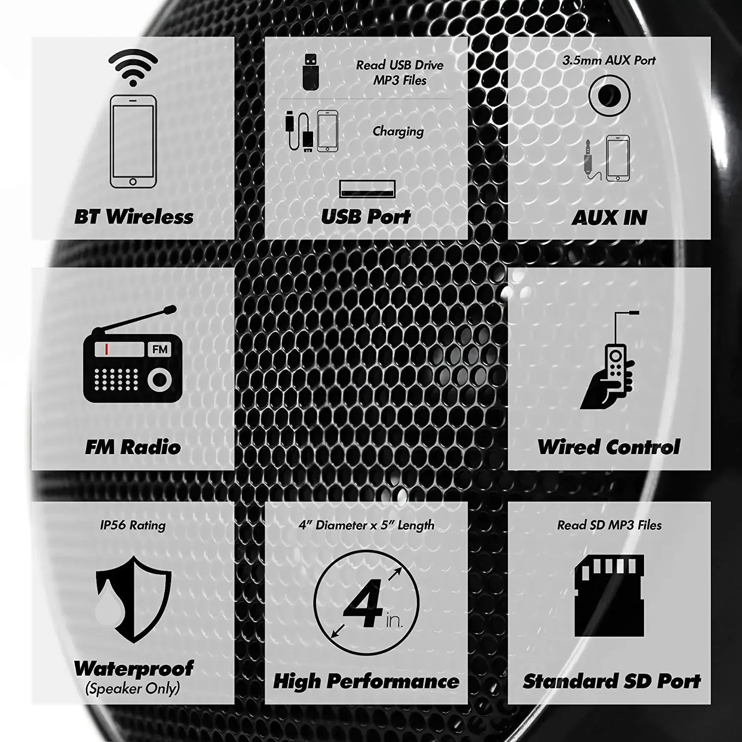 Aileap 1000W 앰프 4 스피커 방수 오토바이 오디오 ATV UTV 보트 블루투스 스테레오 시스템 (FM 라디오, USB, SD Mp3 지원)
