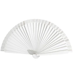 Elegant Vintage - Inspired Hand Fan - Timeless Solid Color Folding Fan for Weddings and Dance Parties (White)