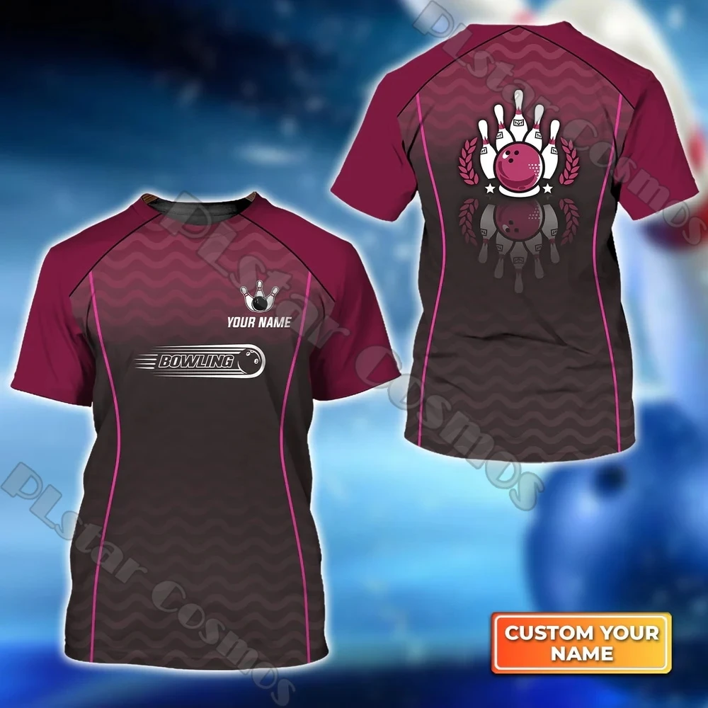 Sommer Neueste Herren t-shirt Angepasst Name Bowling Spieler 3D All Over Gedruckt Unisex Casual T-shirt Geschenk Für Bowling Liebhaber DW204 – Detail 11