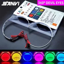 LED Devil Eye 360° Demon Eyes for Headlight Projector Lens Retrofit Kit (Green Devil eyes)