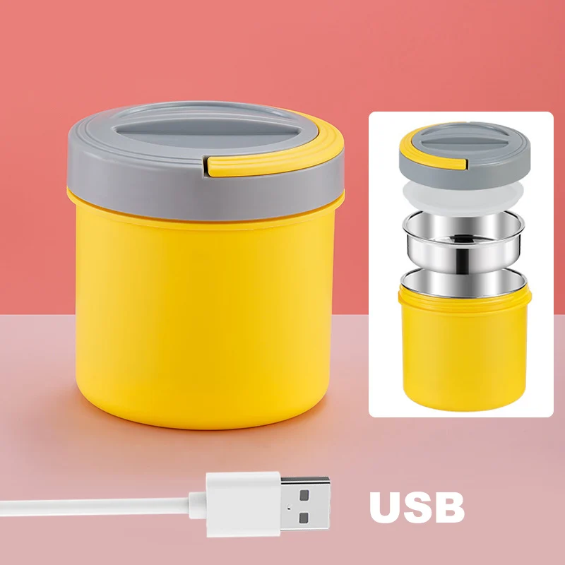 

Stainless Steel USB Electric Heating Lunch Box Portable School Office Car Food Warmer Heated Container 5V 12V 24V Bento Box Set