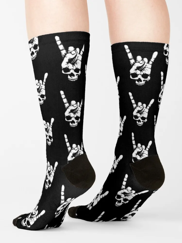 heavy metal skull with devil horns hand Socks Women'S Compression Socks Sports Socks For Men
