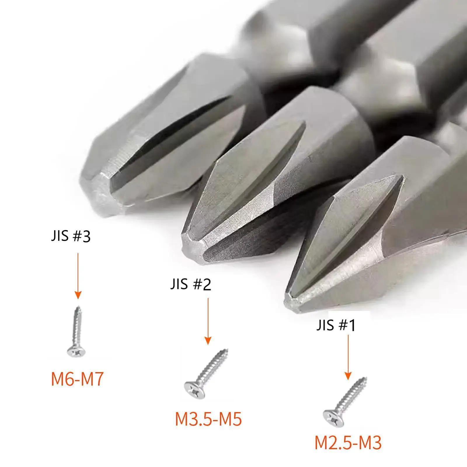 6Pcs 50mm JIS Screwdriver Bit Set with Magnetic Tip,1/4 Hex Shank