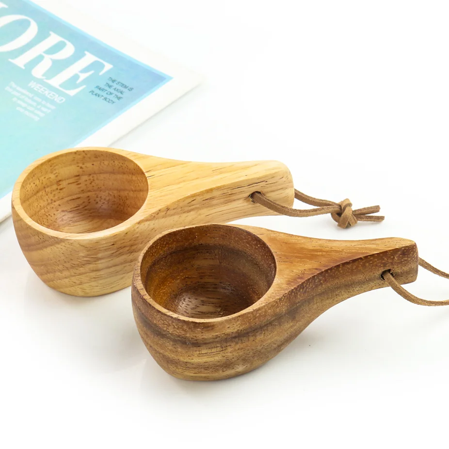 Finnish Mini Mountaineering Cup Wooden Mug Water Coffee Milk Cup Household Kitchen Supplies Children Drinking Tools Anti-fall coffee cup folding cup coffee mug