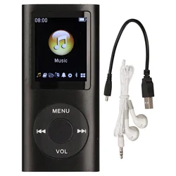 Slim Portable MP3 Music Player with 1.8 Inch LCD Screen and Multifunctional Features (Black)