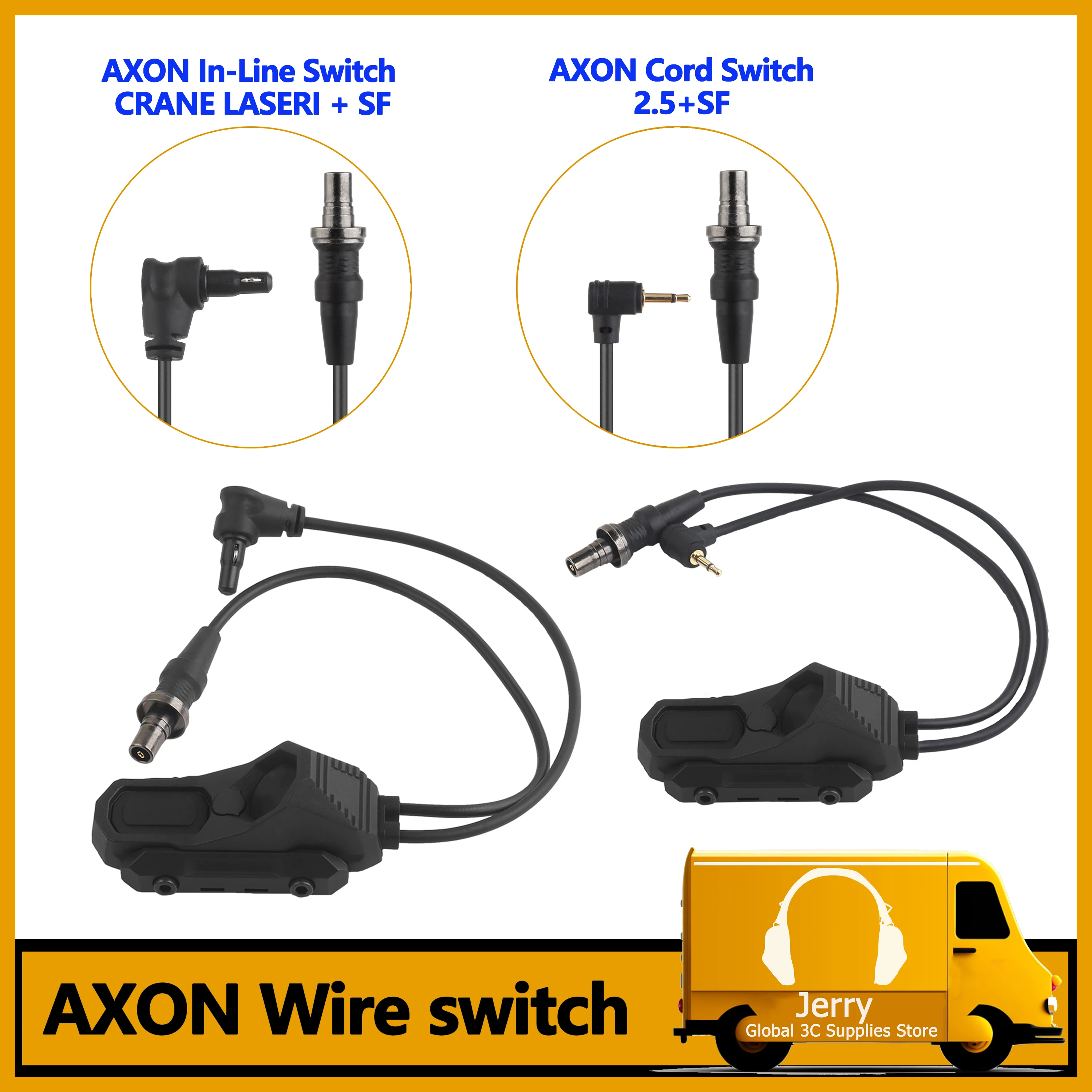

Tactical AXON Remote In-Line Dual Function Pressure Switch Flashlight PEQ NGAL Laser Pushbutton SF/2.5/Crane Plugs