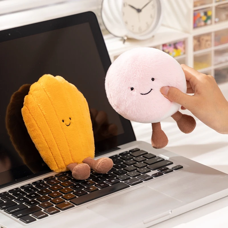 Dessert Egg Tart Macaron Plush Toy Stuffed Smiling Face Food Pillow with Legs Small Party Prop Decor Present 2