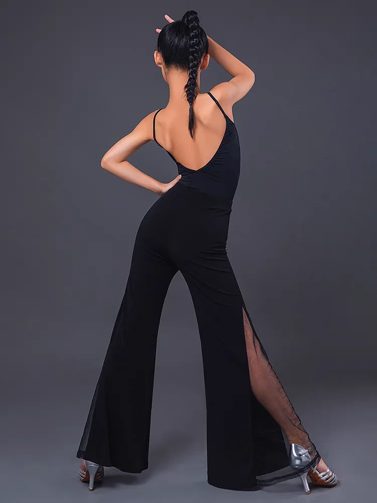 Latin Dance Pants For Girls Children Fashion Mesh Flared Pants Rumba Cha Cha Samba Tango Latin Practice Clothes