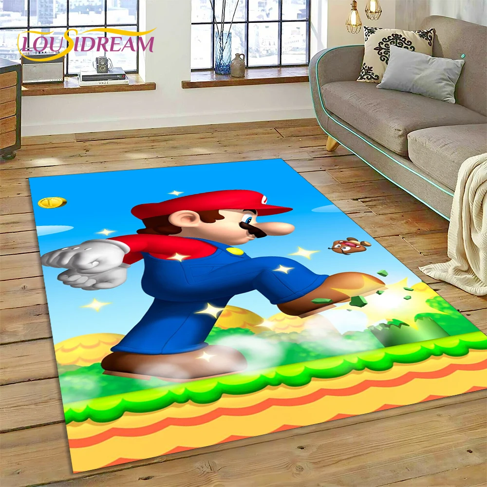 Tapis Chambre Enfant Mario / Princesse - 120x160 Cm, Antidérapant, Doux, Lavable, Pour Jeu, Salon, Chambre