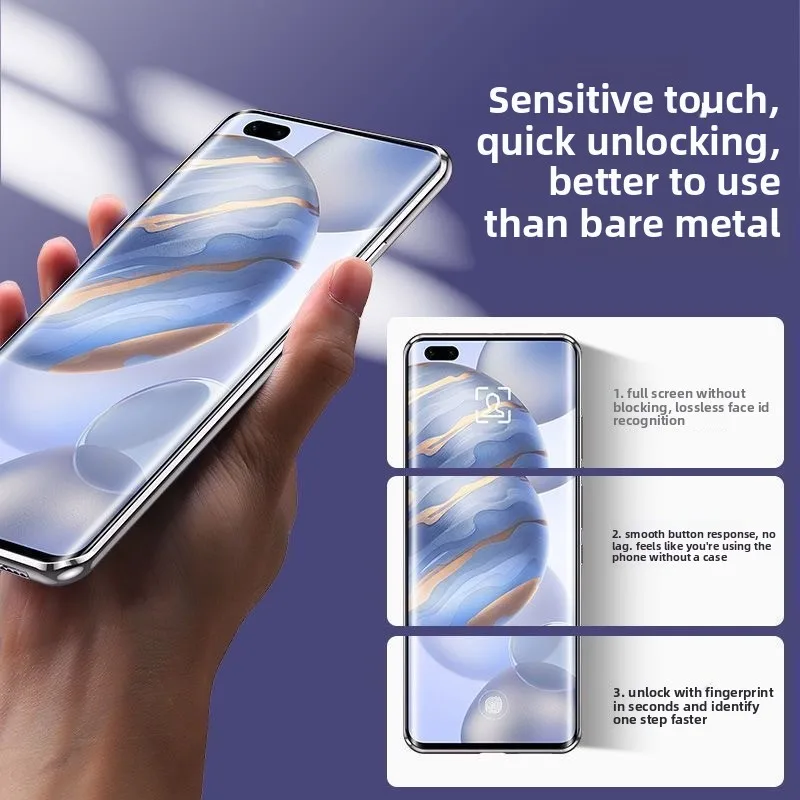 Luxury Double-Sided Tempered Glass Leather Cover with Shockproof Bumper